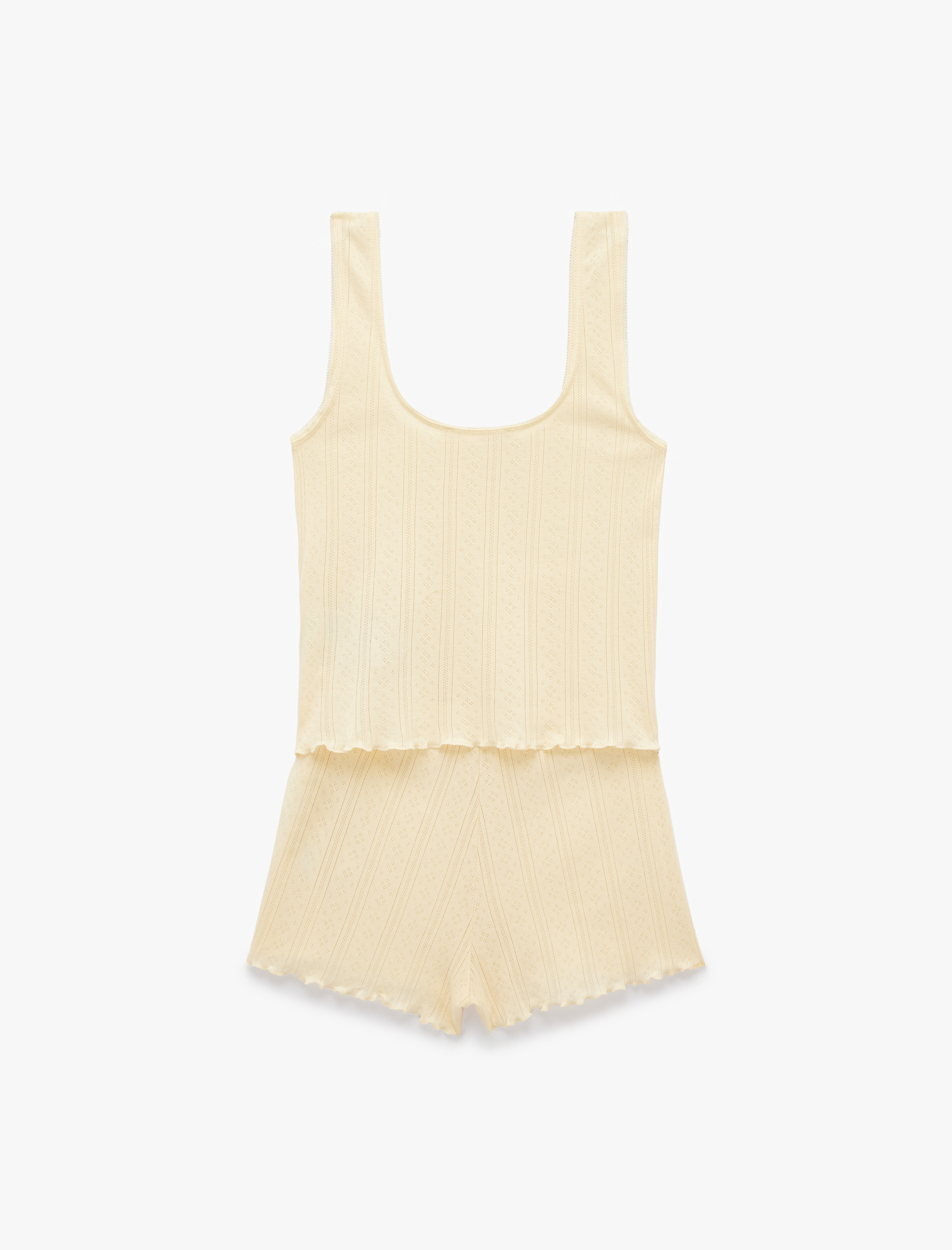   Pamuklu Rahat Kesim Askılı Şortlu Pijama Takımı