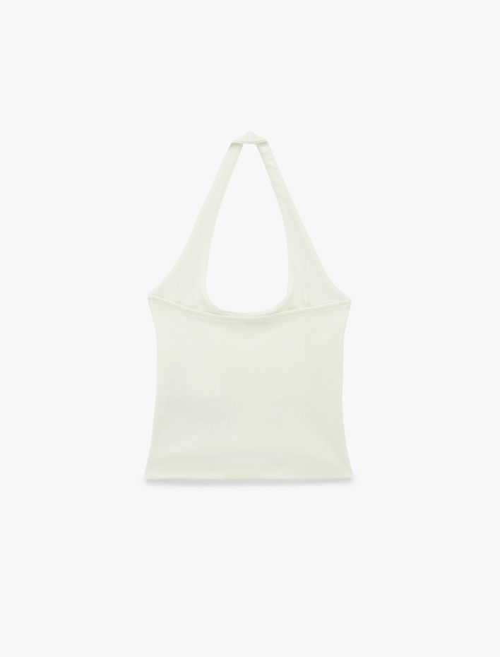  Pamuklu Ribanalı Slim Fit Sırt Dekolteli U Yaka Bluz