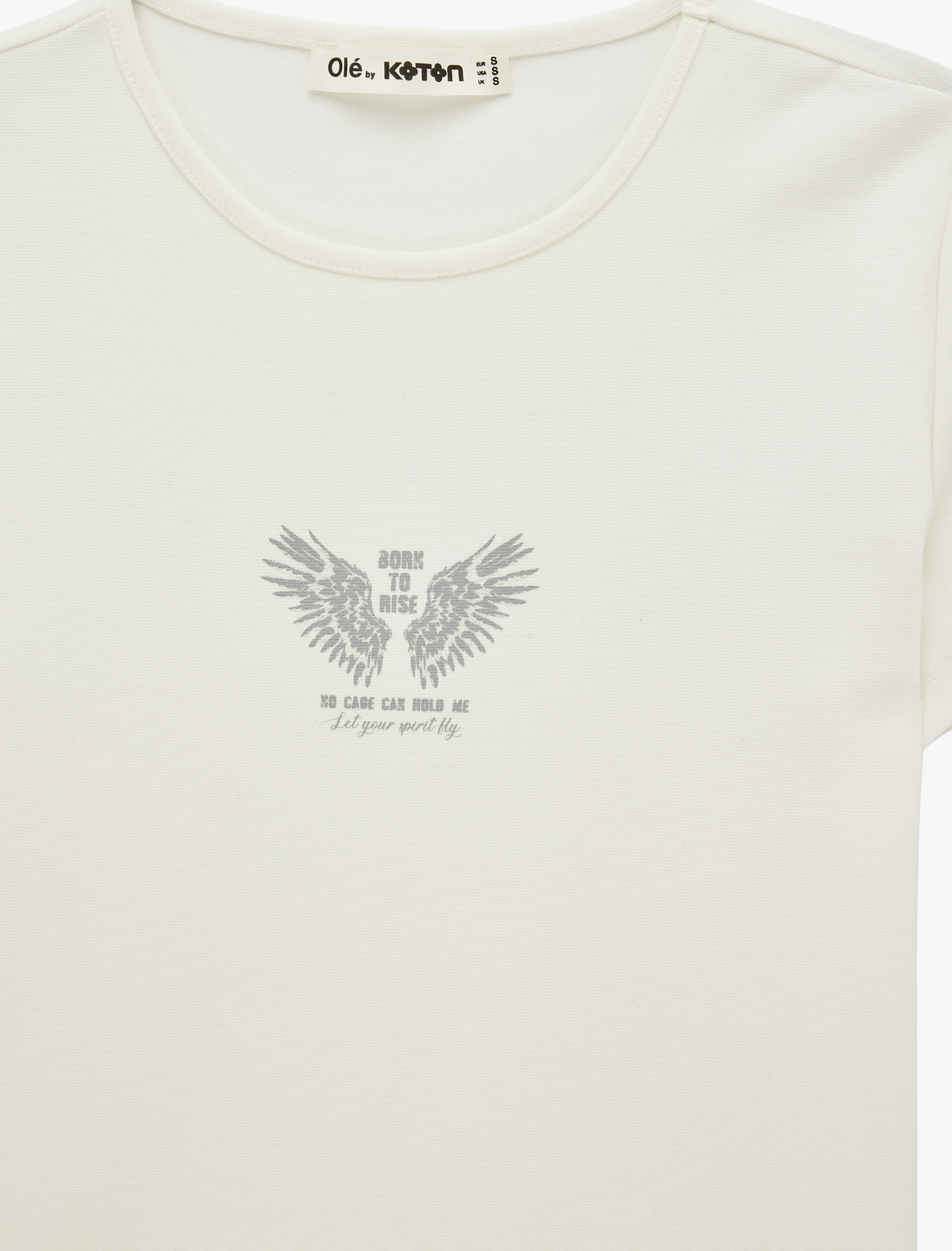   Slim Fit Pamuklu Kısa Kollu Bisiklet Yaka Melek Baskılı Tişört