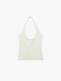 Pamuklu Ribanalı Slim Fit Sırt Dekolteli U Yaka Bluz