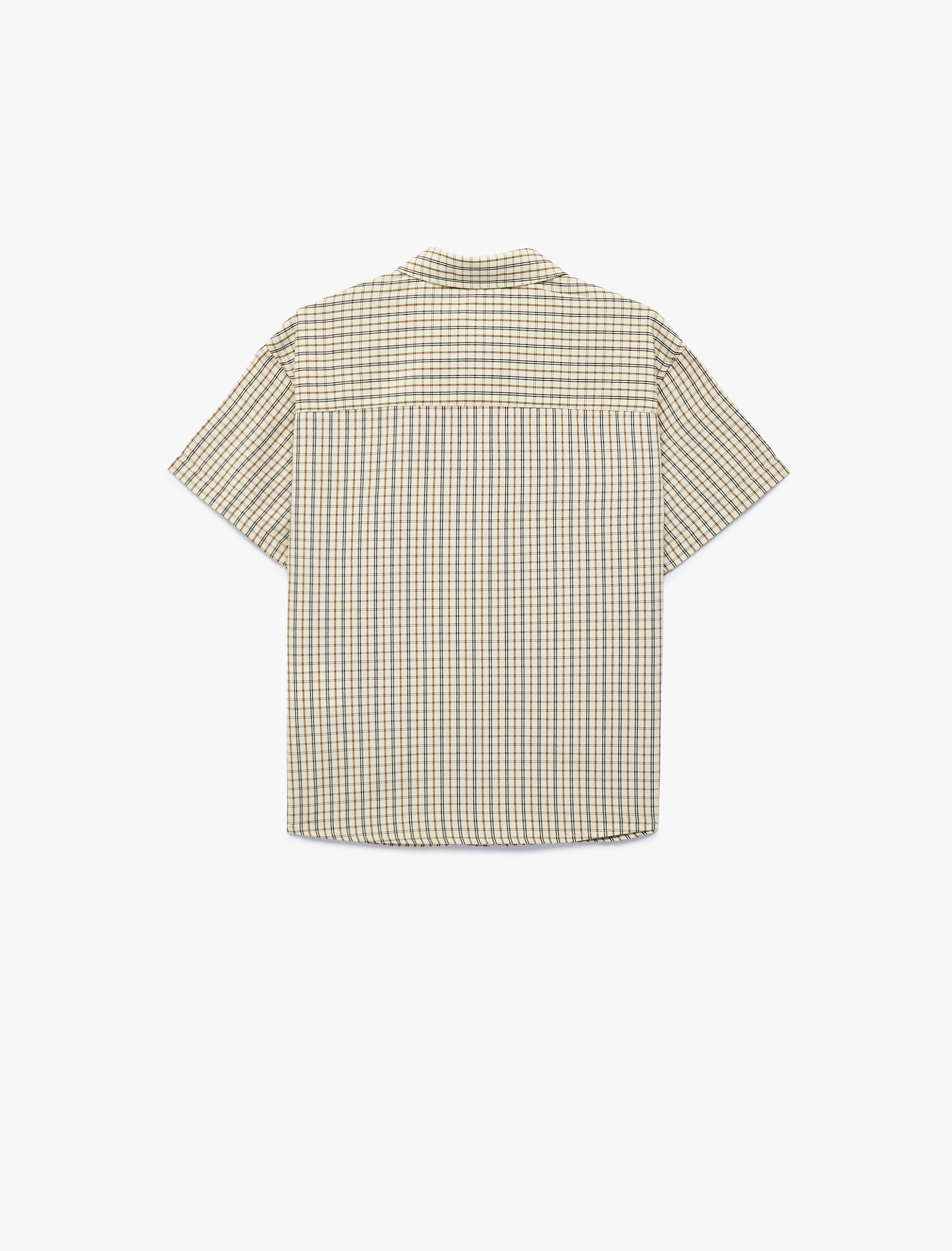  Erkek Çocuk Cep Detaylı Ekoseli Kısa Kollu Gömlek