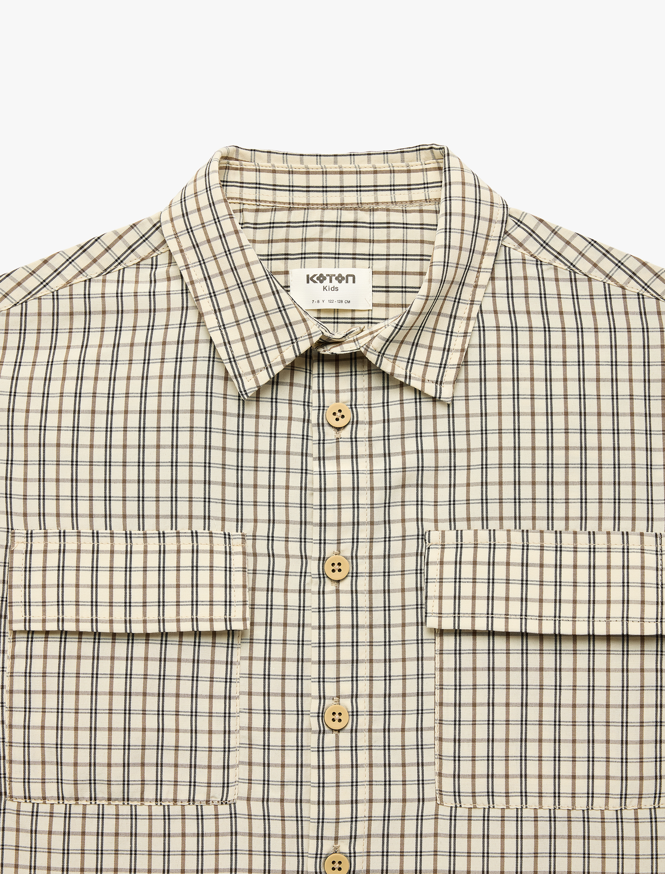  Erkek Çocuk Cep Detaylı Ekoseli Kısa Kollu Gömlek