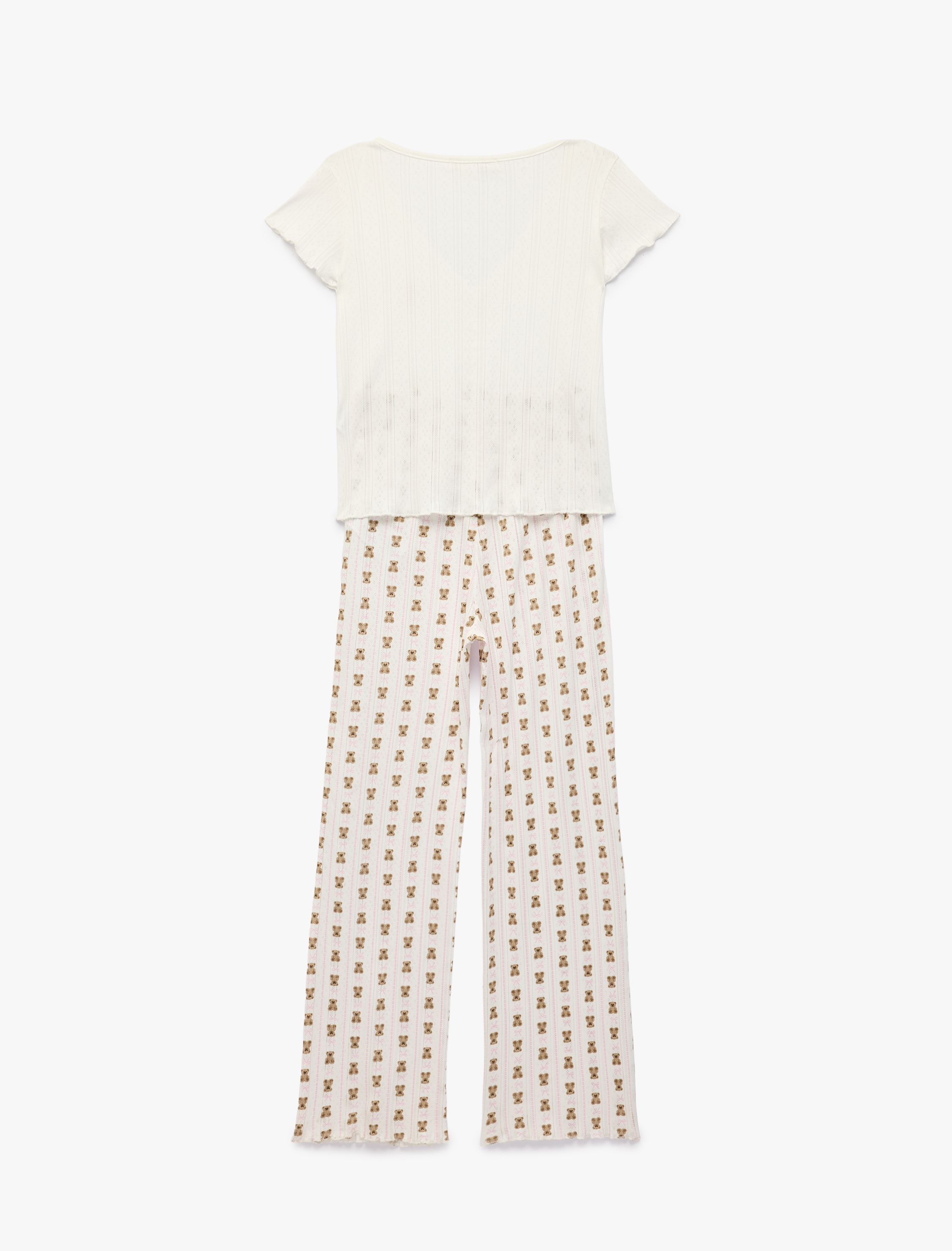   Pamuklu V Yaka Kısa Kollu Pijama Takımı