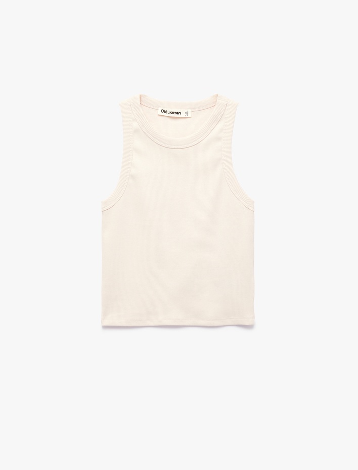  Slim Fit Kolsuz Halter Yaka Bluz