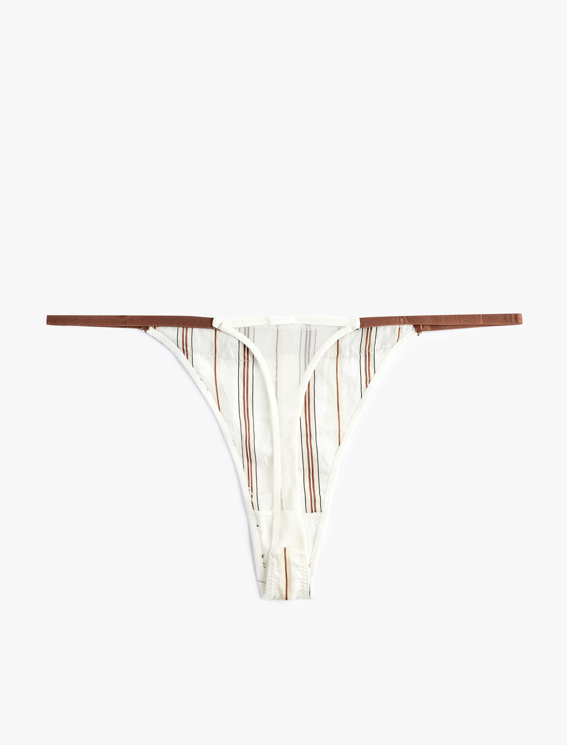   Dantel Detaylı Çizgili Viskon String Külot