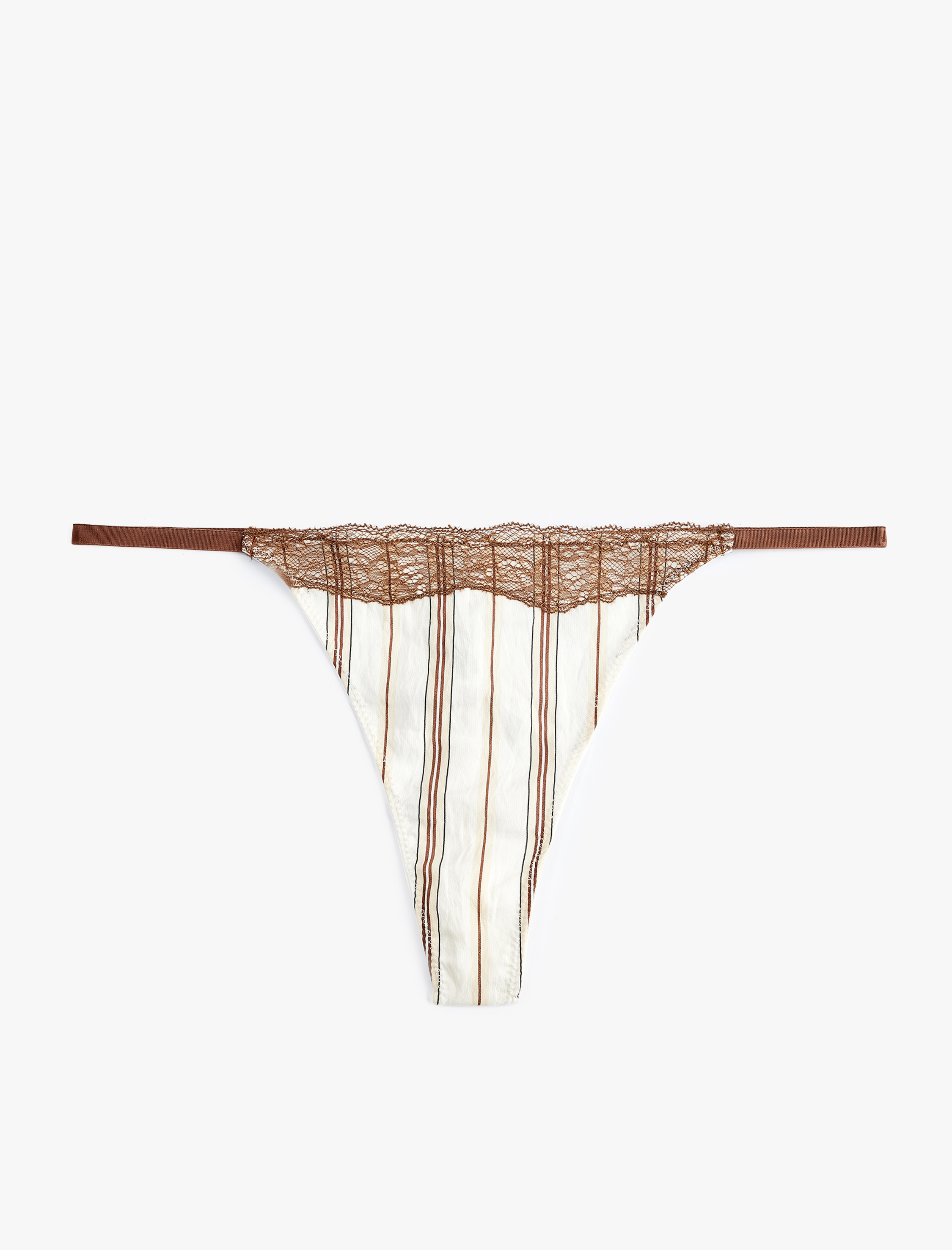   Dantel Detaylı Çizgili Viskon String Külot