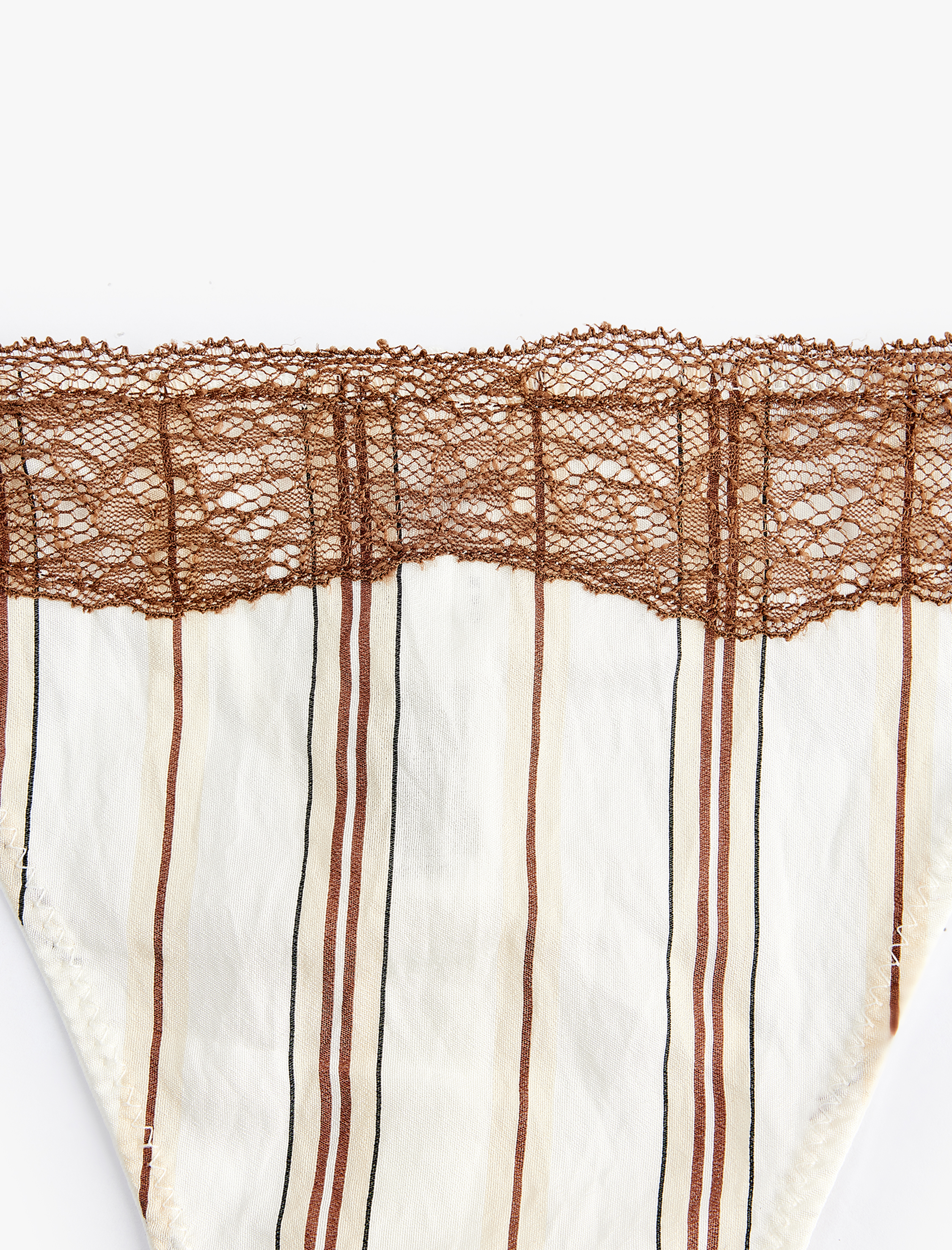   Dantel Detaylı Çizgili Viskon String Külot