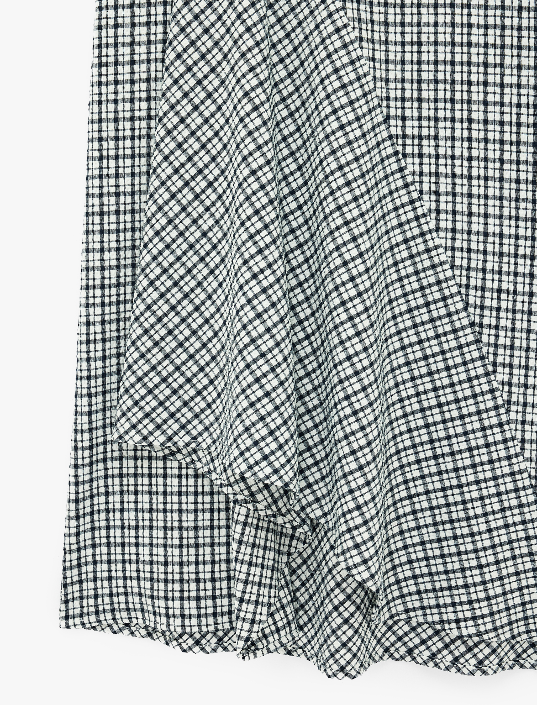   Viskon Karışımlı Asimetrik A Kesim Kareli Uzun Etek