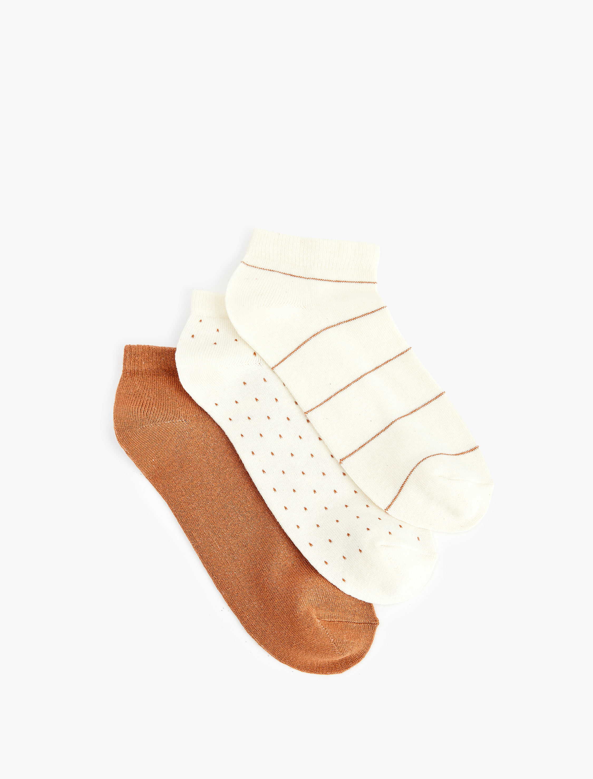  Kadın Desenli 3'lü Patik Çorap Seti