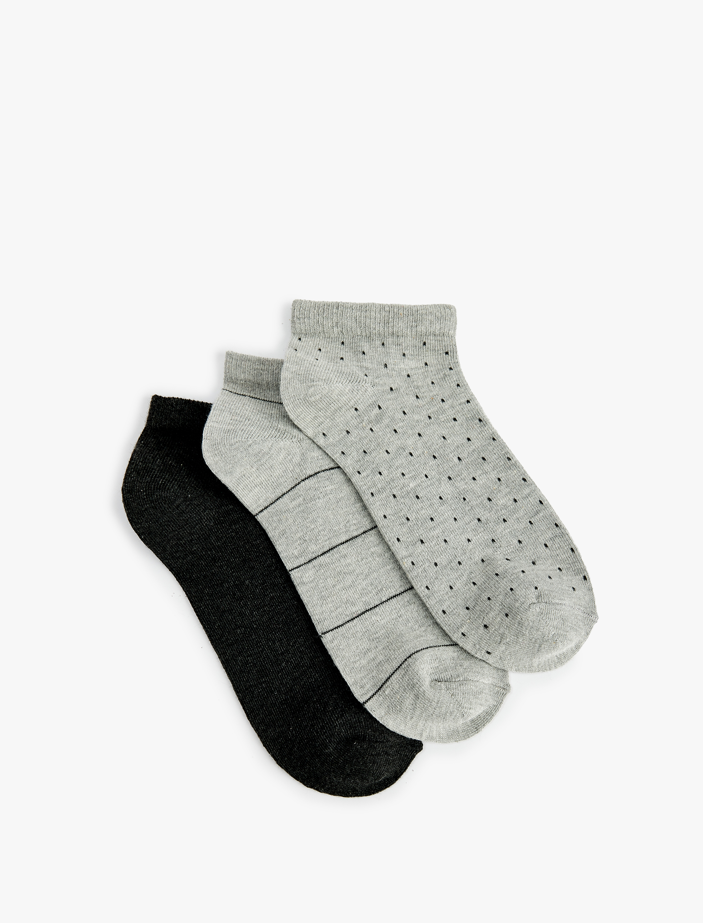  Kadın Desenli 3'lü Patik Çorap Seti