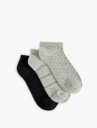 Desenli 3'lü Patik Çorap Seti