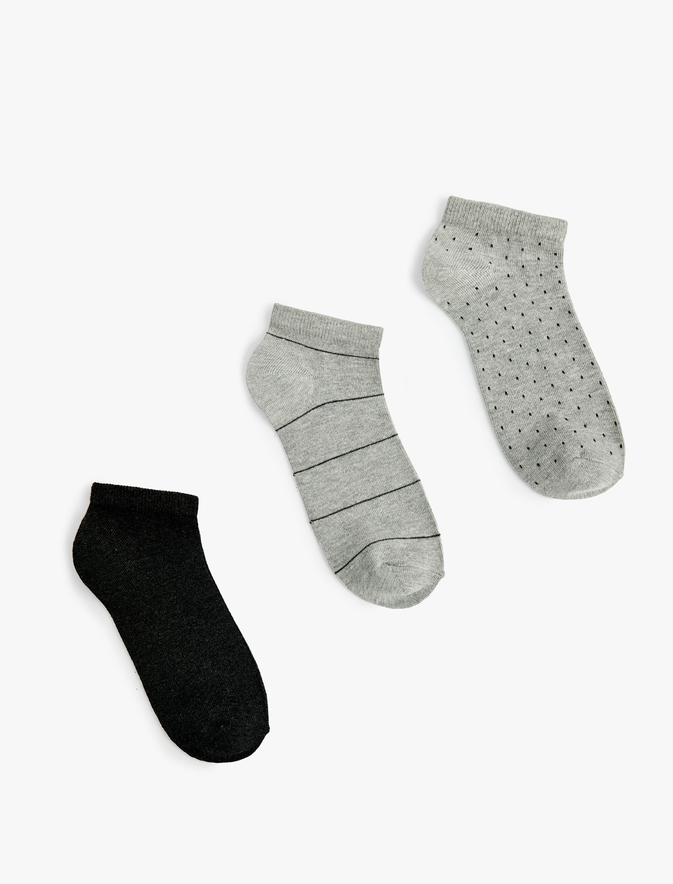  Kadın Desenli 3'lü Patik Çorap Seti