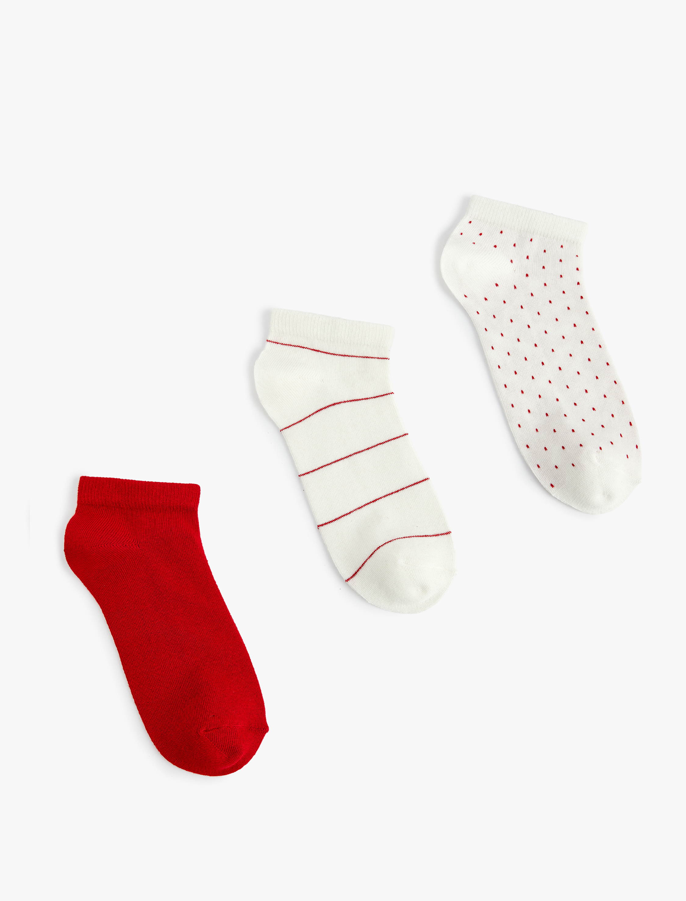  Kadın Desenli 3'lü Patik Çorap Seti