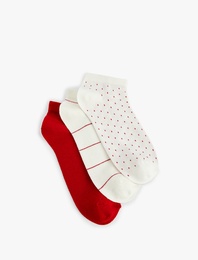 Desenli 3'lü Patik Çorap Seti