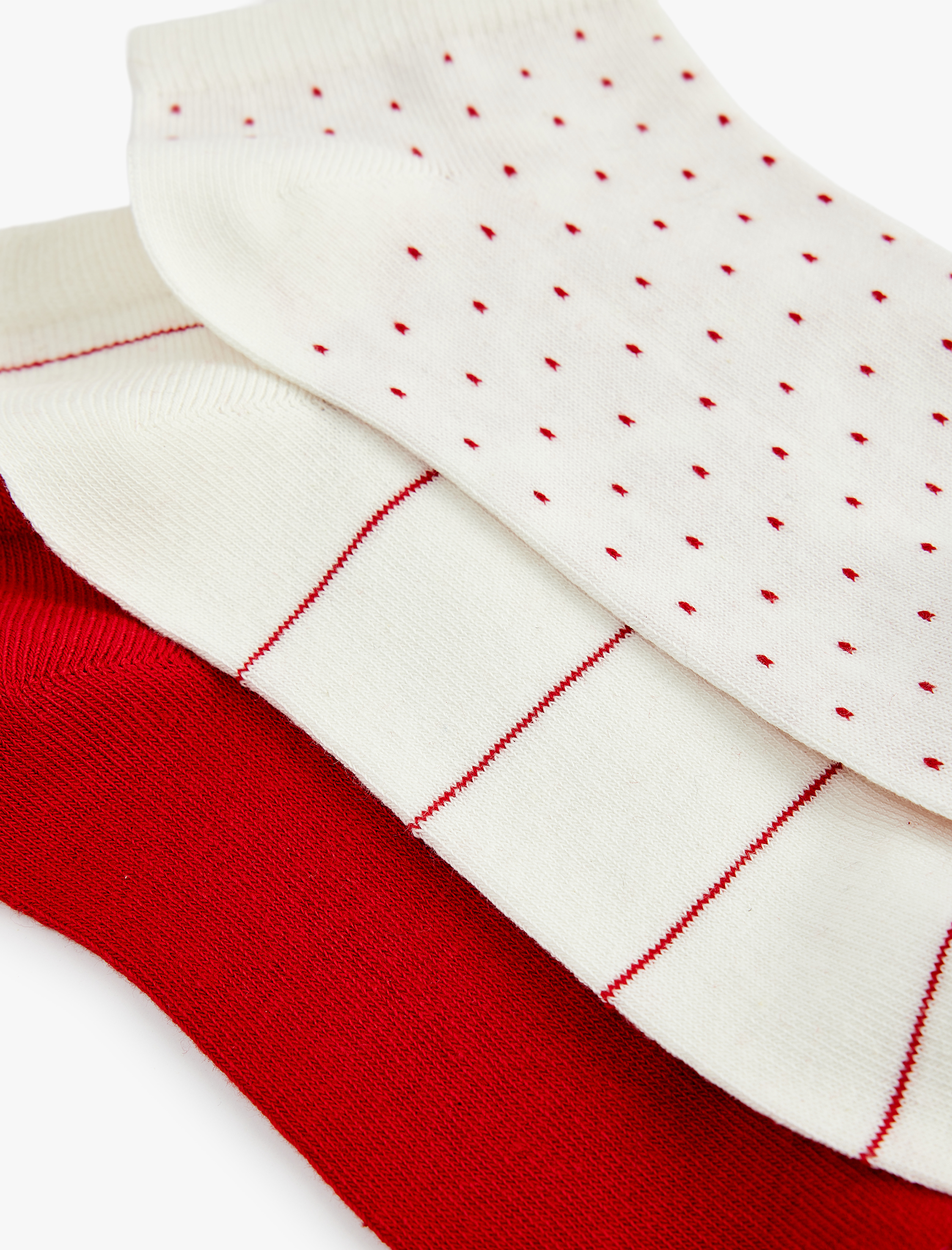  Kadın Desenli 3'lü Patik Çorap Seti