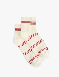 3'lü Çizgili Pamuklu Soket Tenis Çorap Seti