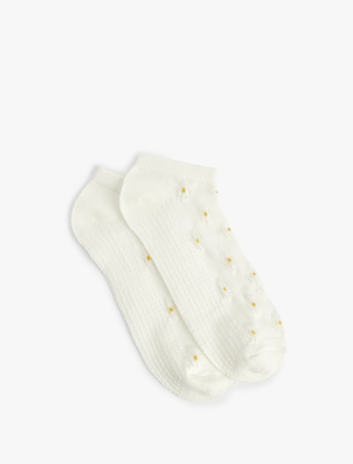 Kadın 2'li Pamuklu Çiçekli Patik Çorap Seti