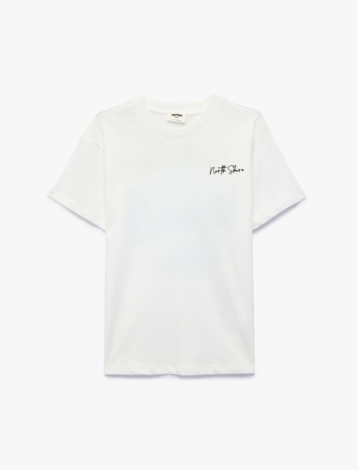 Erkek Çocuk Pamuklu Kısa Kollu Bisiklet Yaka Önü ve Arkası Baskılı Tişört