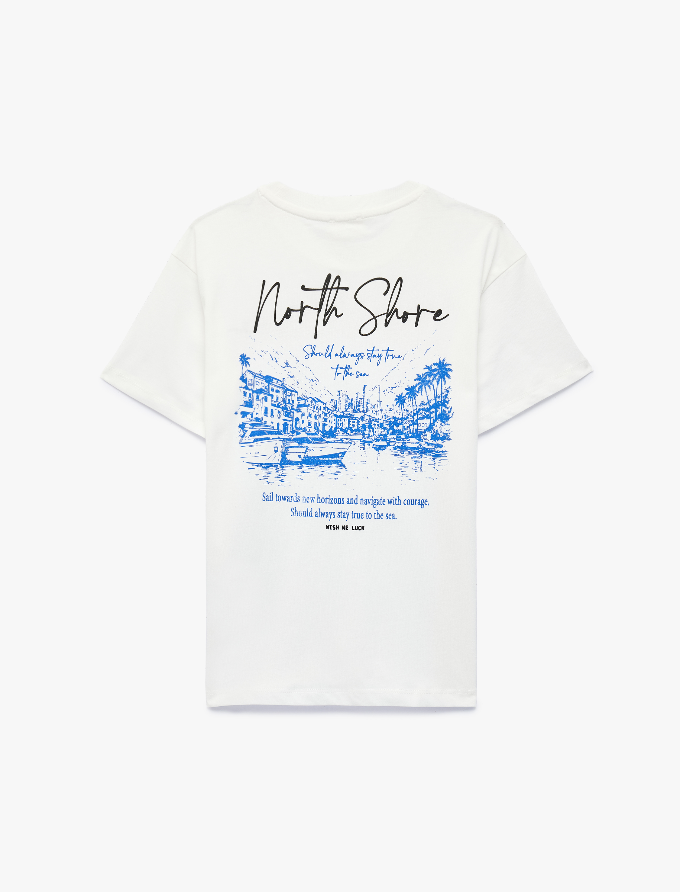  Erkek Çocuk Pamuklu Kısa Kollu Bisiklet Yaka Önü ve Arkası Baskılı Tişört