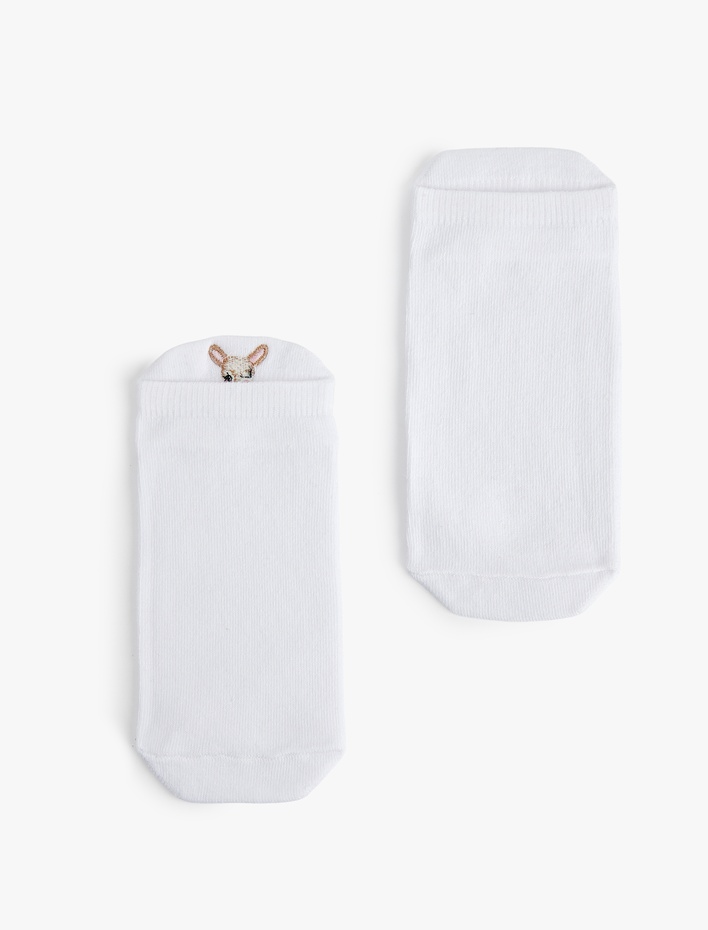 Kadın 2'li Pamuklu Hayvan Nakışlı Patik Çorap Seti