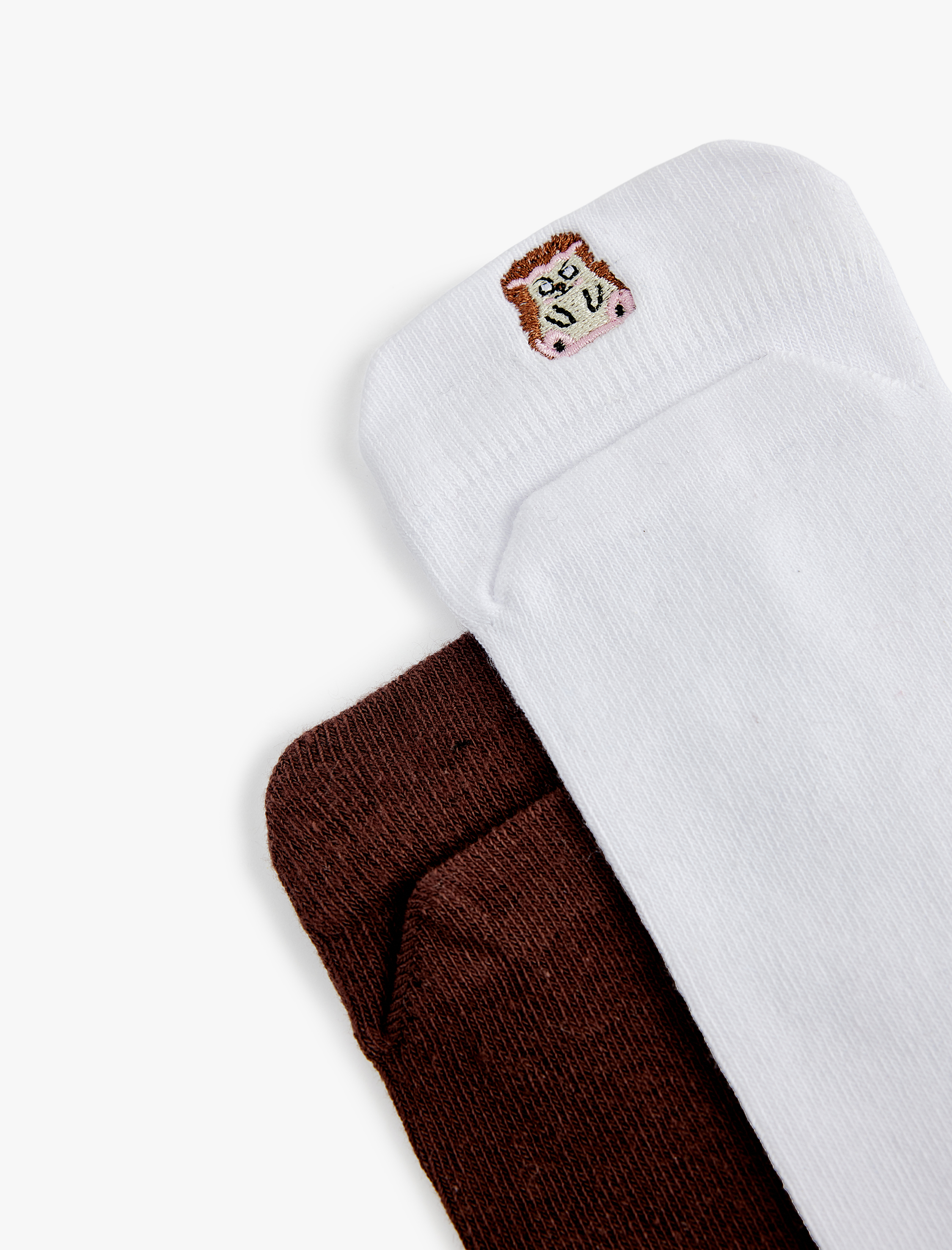  Kadın 2'li Pamuklu Kirpi Nakışlı Patik Çorap Seti