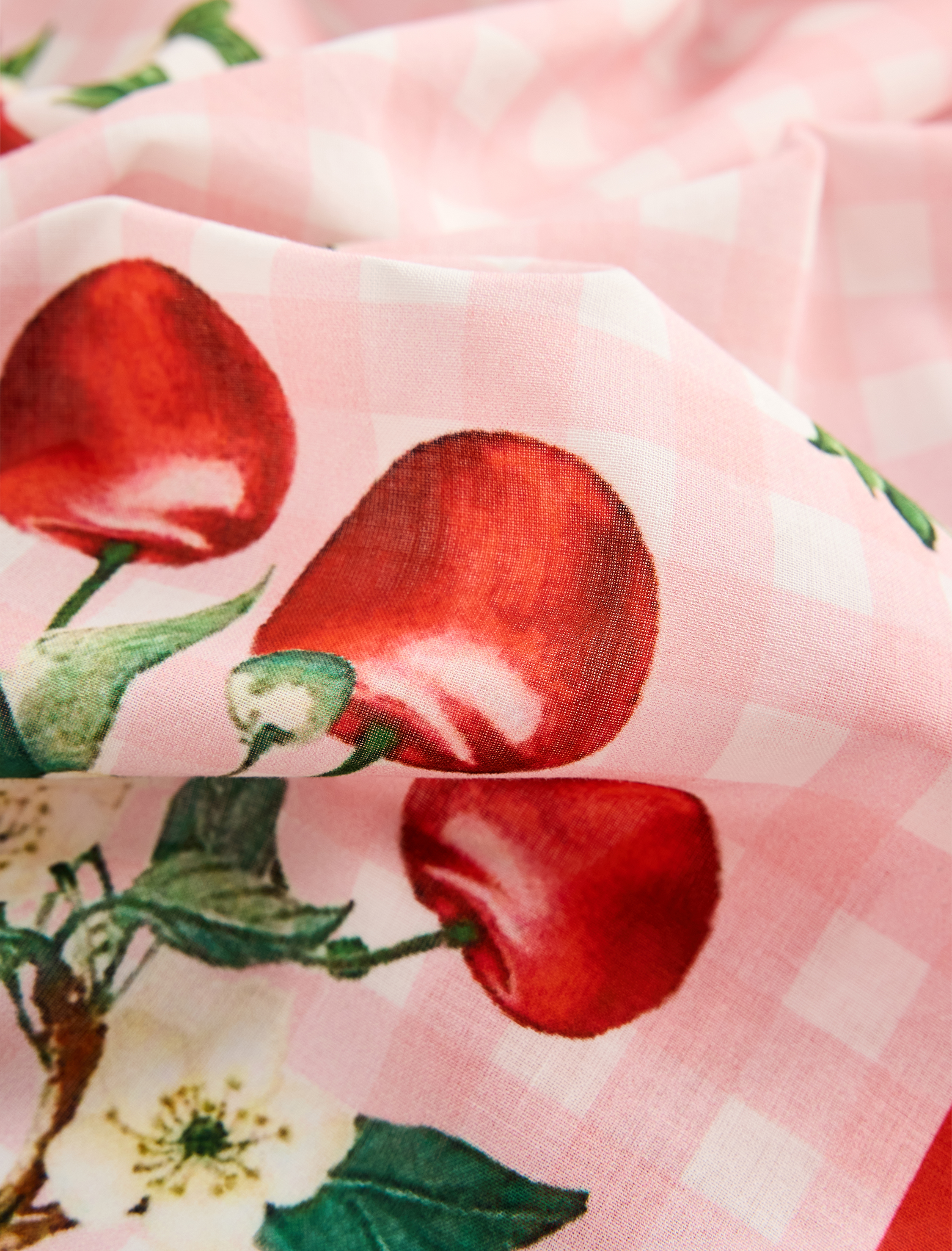  Kadın Kiraz Desenli Saten Kare Fular