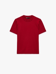 Regular Fit Bisiklet Yaka Pamuklu Basic Kısa Kollu Tişört