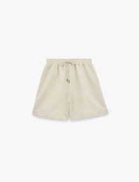 Modal Kupro Kumaş Beli Bağcıklı Cepli Regular Mini Şort