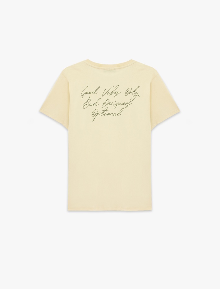  Pamuklu Regular Fit Kısa Kollu Bisiklet Yaka Baskılı Tişört