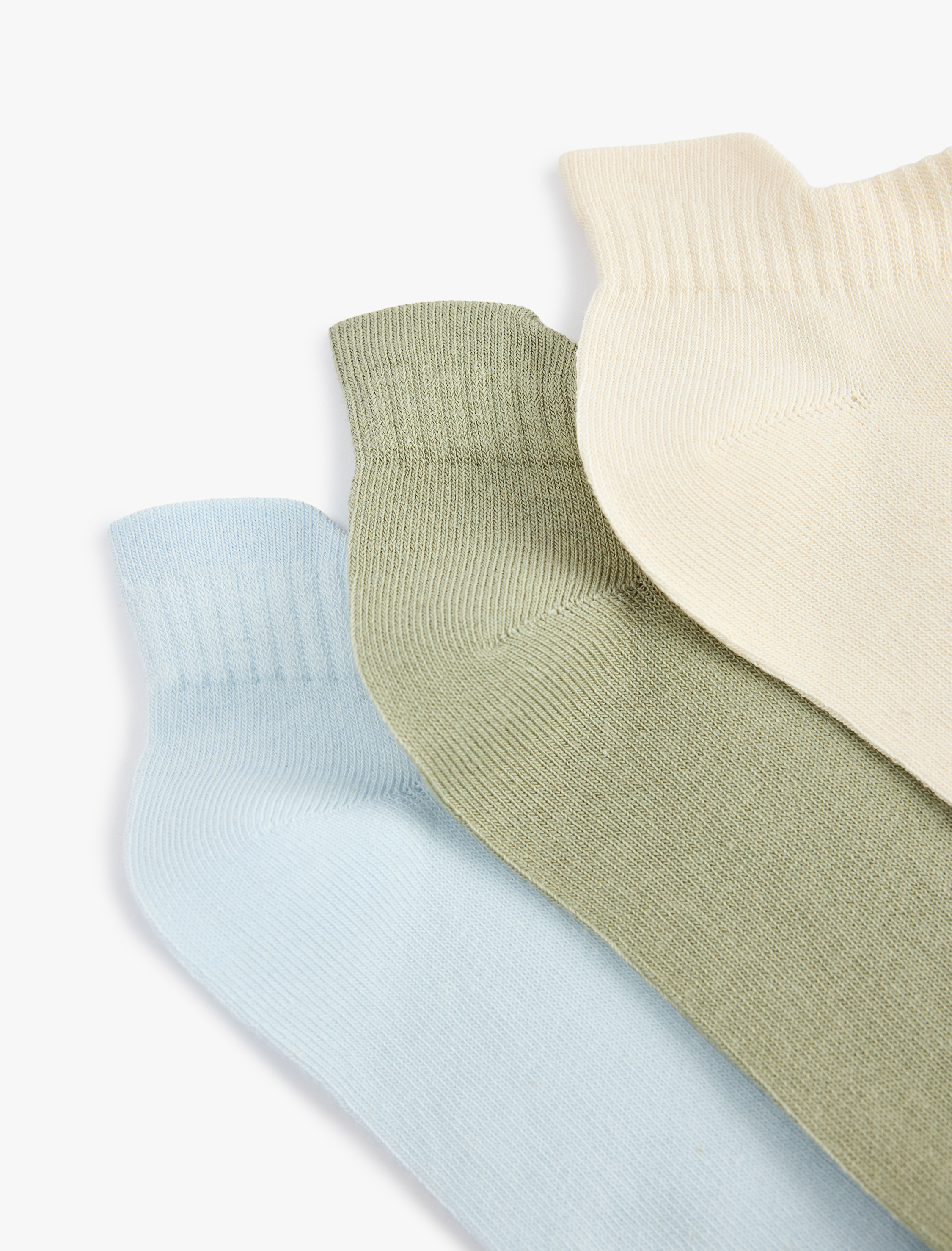  Kadın 3'lü Pamuklu Çok Renkli Basic Patik Spor Çorap Seti