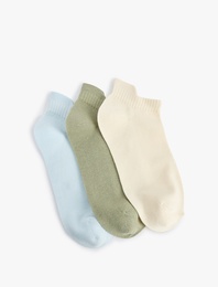 3'lü Pamuklu Çok Renkli Basic Patik Spor Çorap Seti