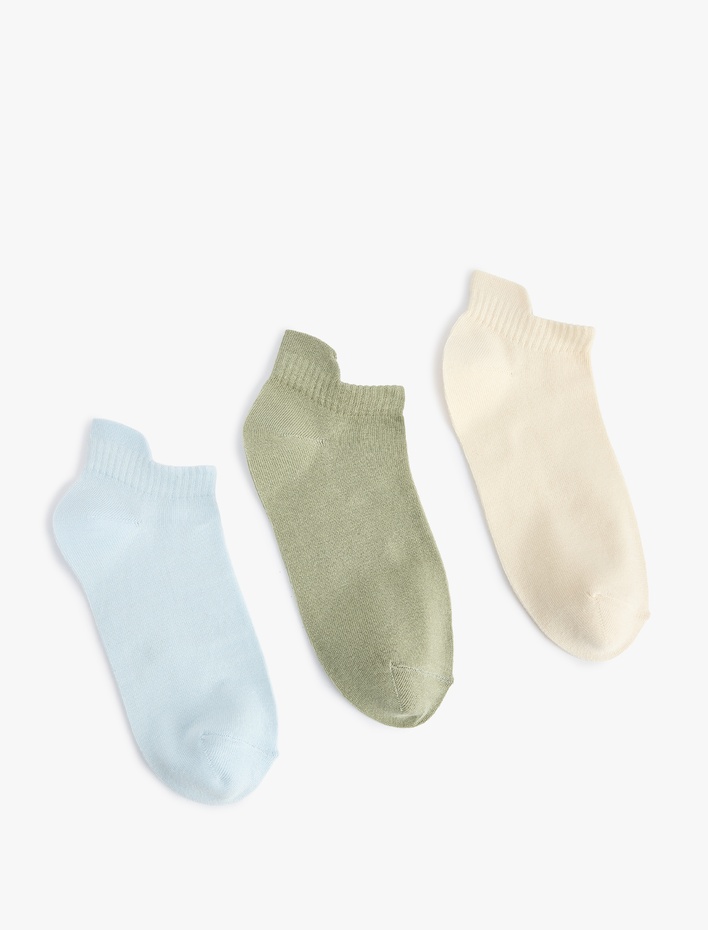 Kadın 3'lü Pamuklu Çok Renkli Basic Patik Spor Çorap Seti