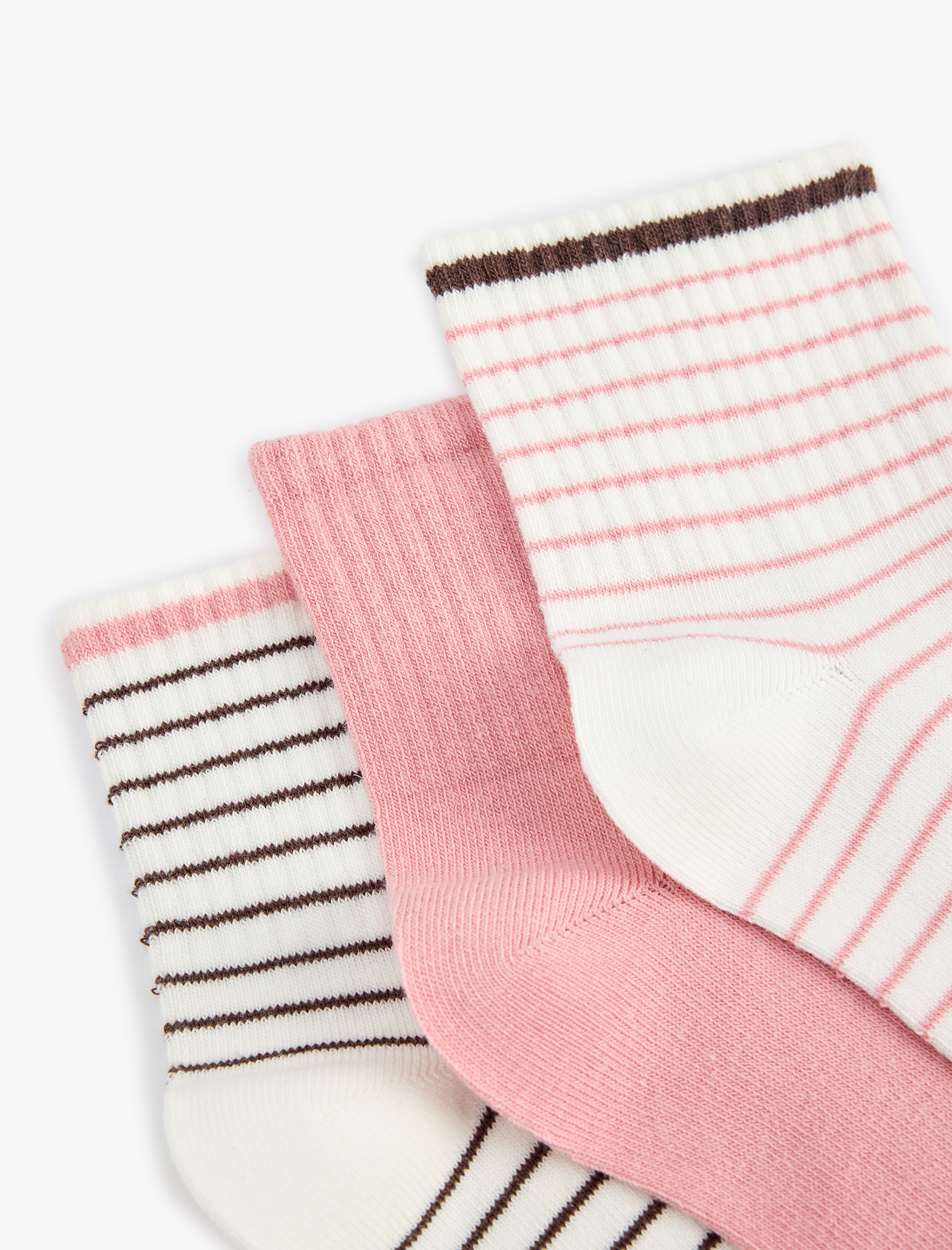  Kadın Çok Renkli Çizgili Pamuklu 3'lü Soket Tenis Çorap Seti