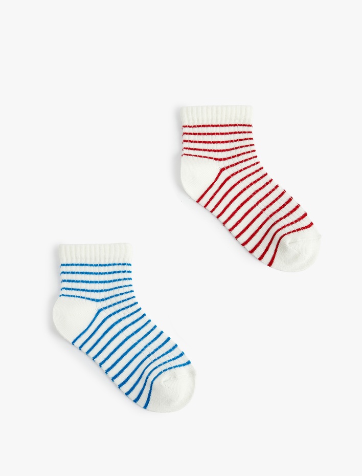 Kız Çocuk Pamuklu 2'li Çizgili  Çorap Seti
