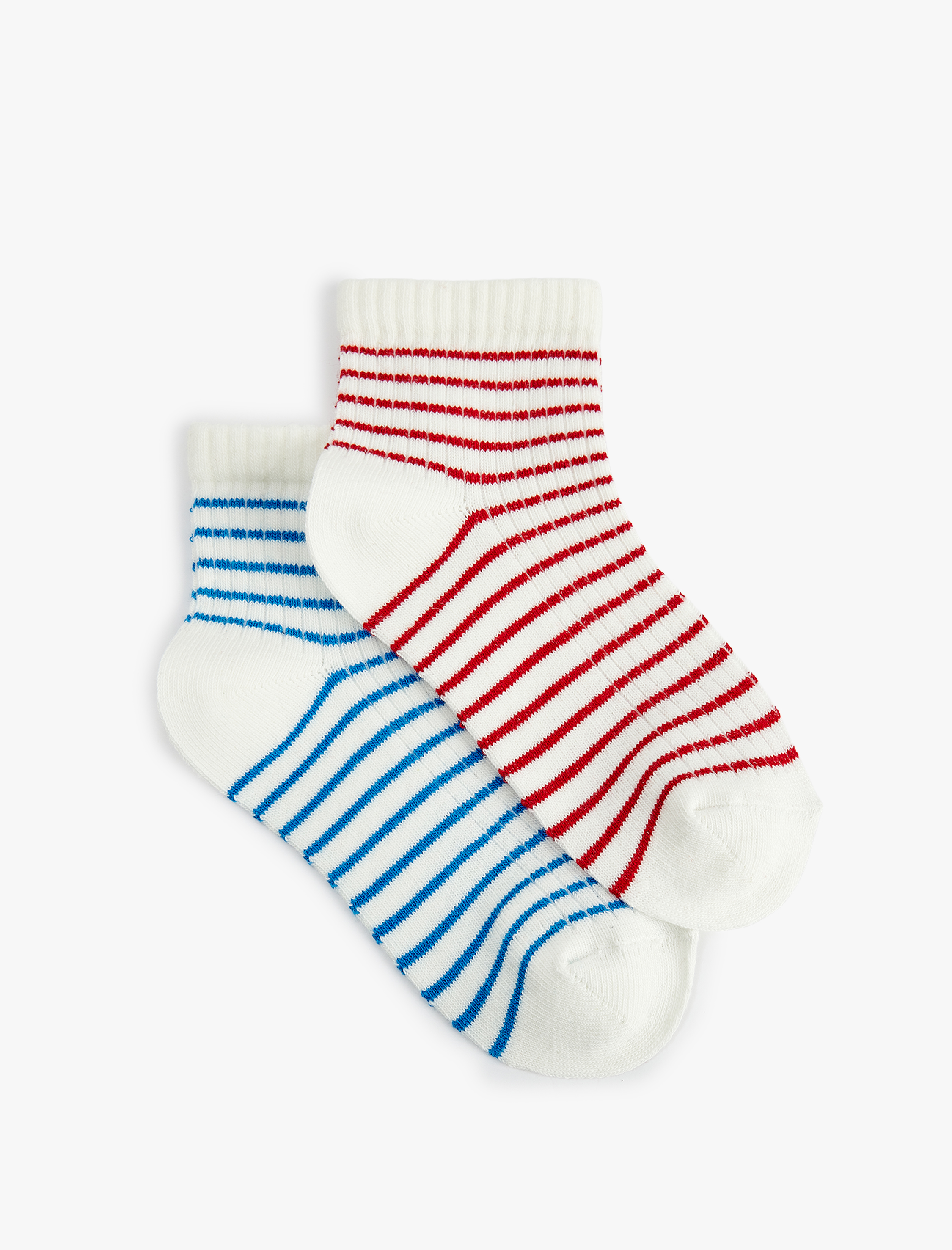  Kız Çocuk Pamuklu 2'li Çizgili  Çorap Seti