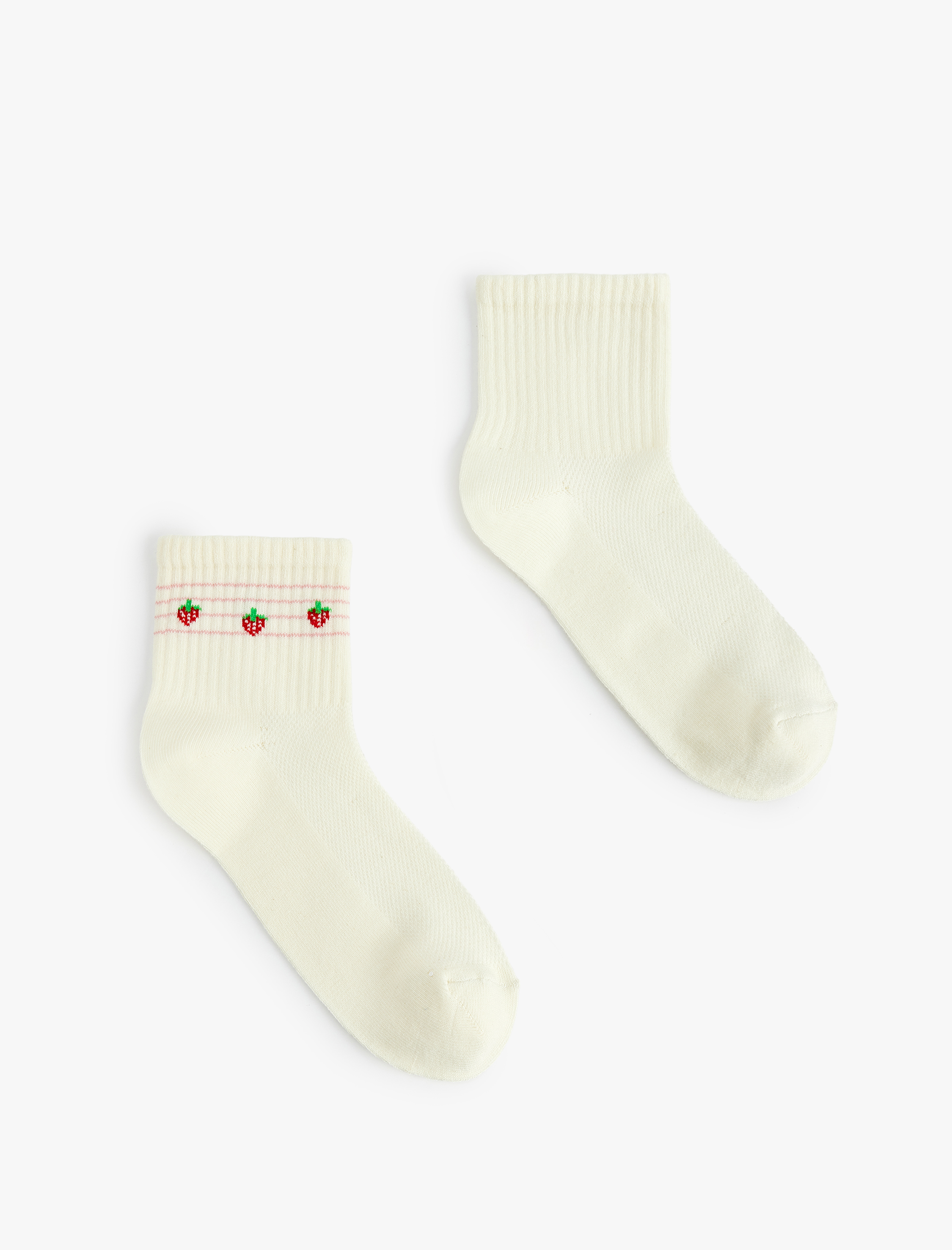  Kadın 2'li Çilekli Soket Çorap Seti