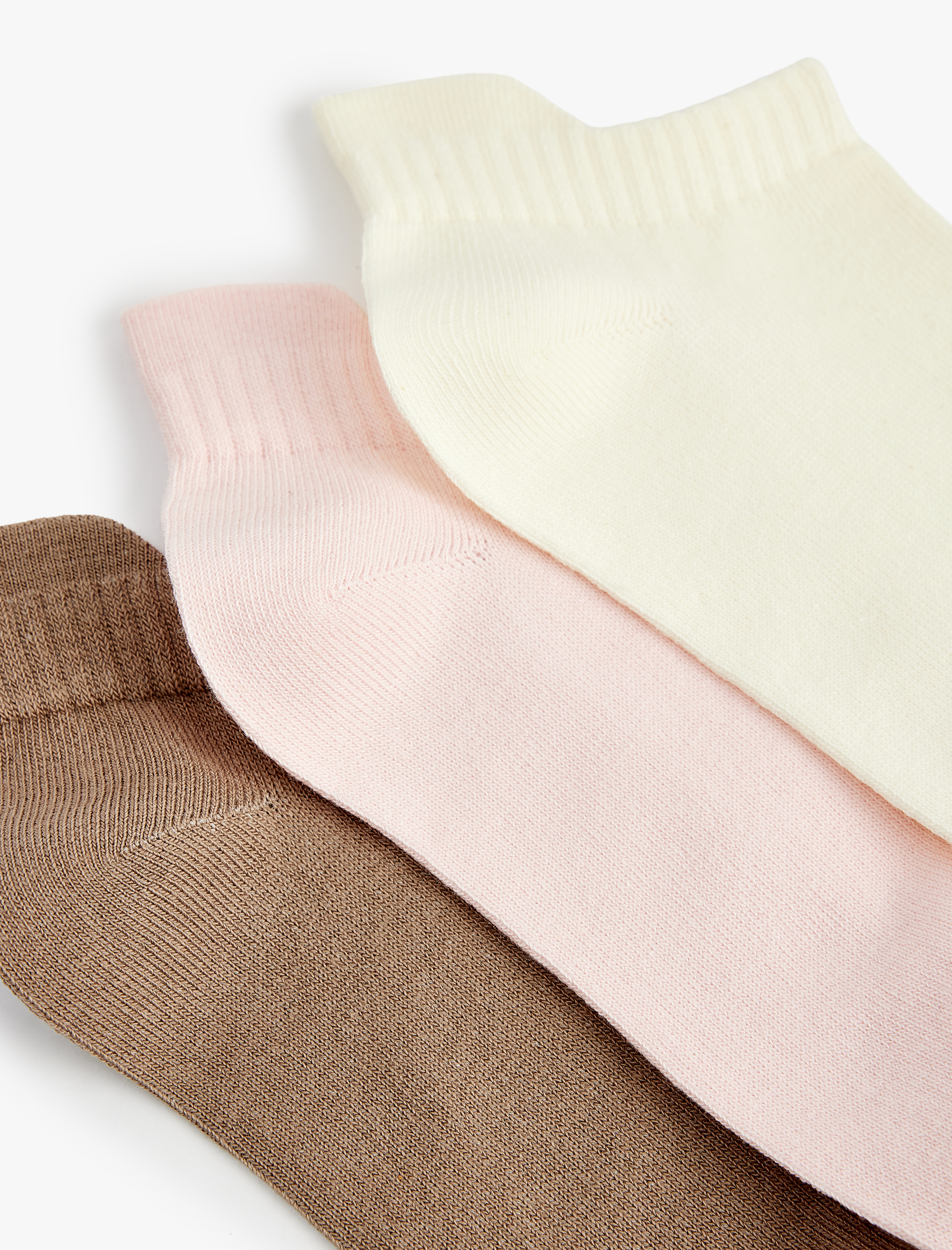  Kadın 3'lü Pamuklu Çok Renkli Basic Patik Spor Çorap Seti