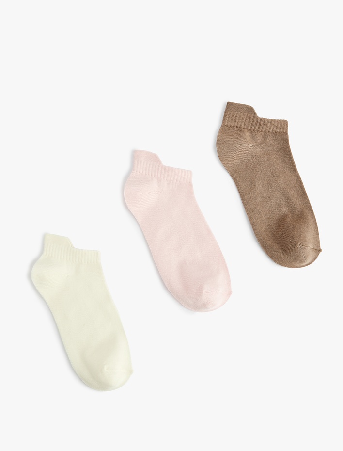 Kadın 3'lü Pamuklu Çok Renkli Basic Patik Spor Çorap Seti