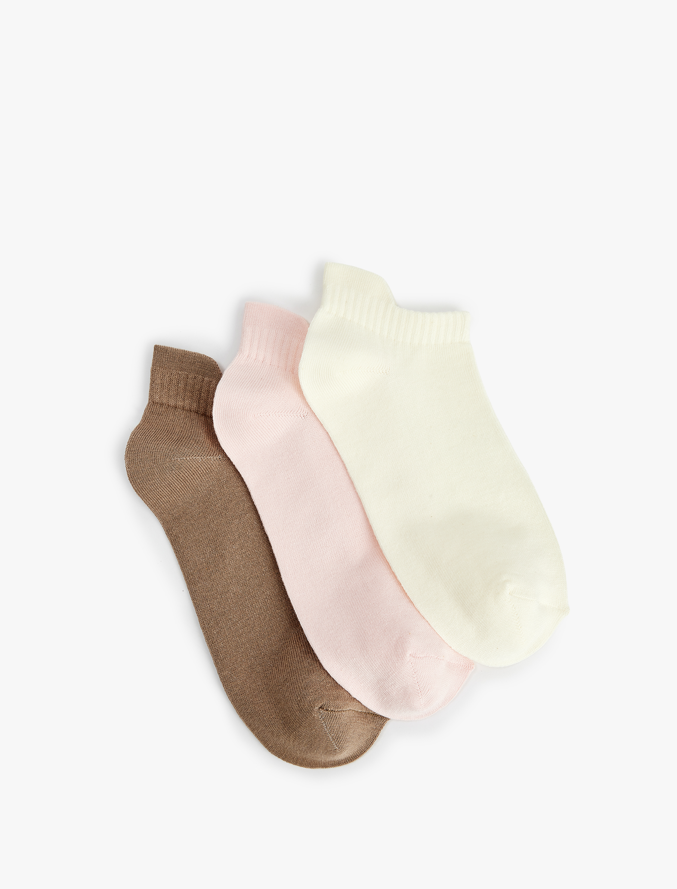  Kadın 3'lü Pamuklu Çok Renkli Basic Patik Spor Çorap Seti