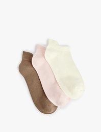 3'lü Pamuklu Çok Renkli Basic Patik Spor Çorap Seti