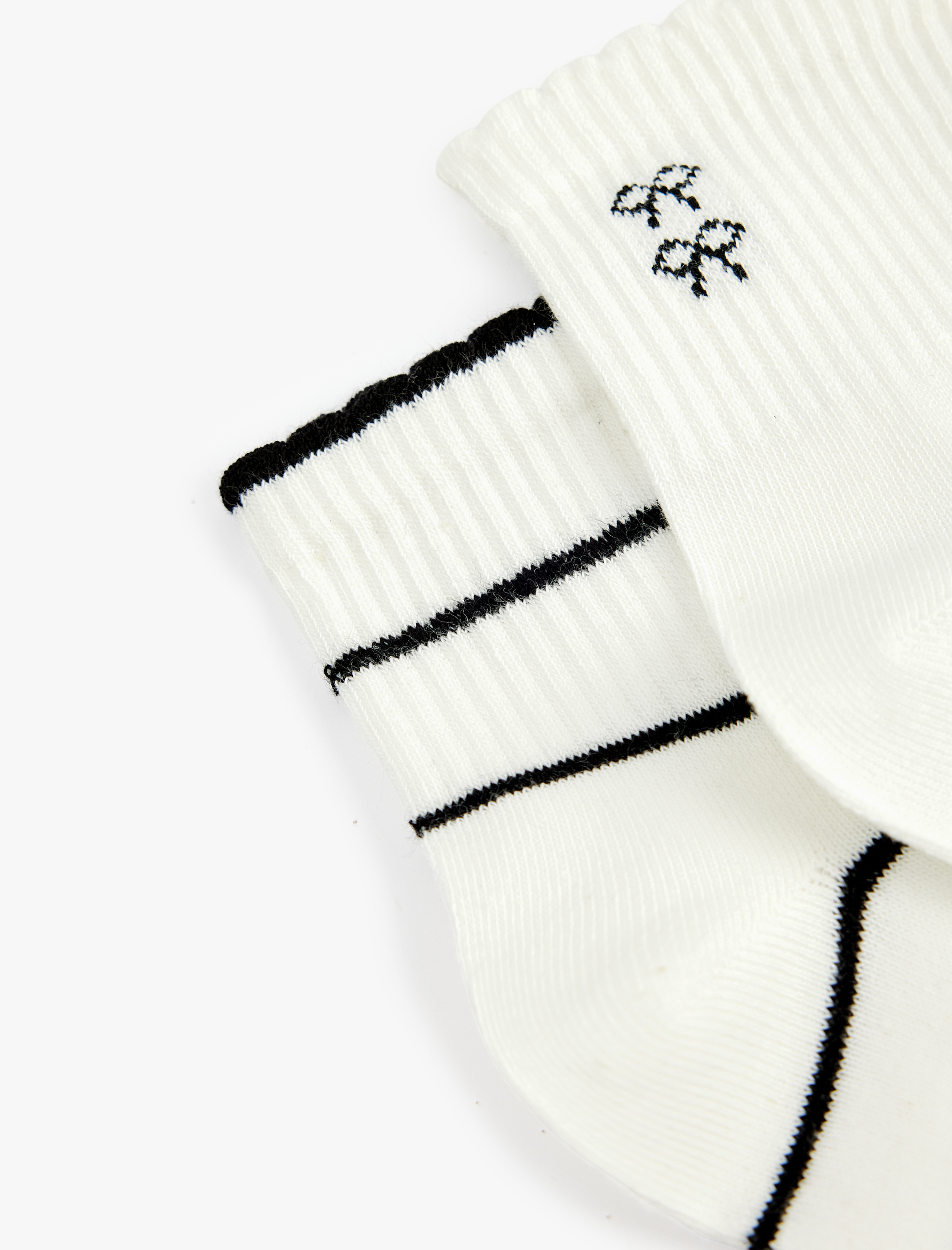  Kadın Çizgili Pamuklu 2'li Soket Çorap Seti