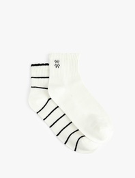 Çizgili Pamuklu 2'li Soket Çorap Seti