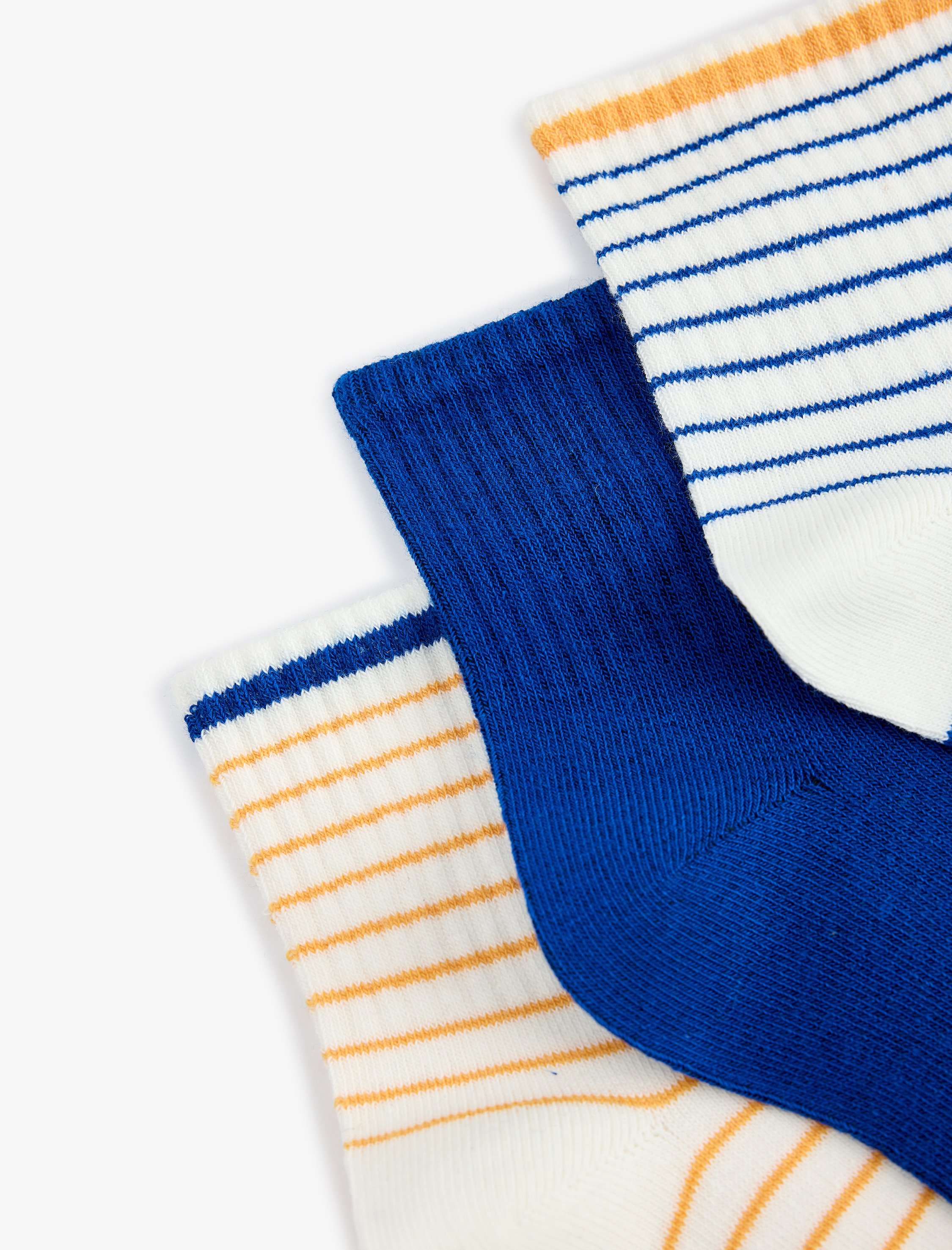  Kadın Çok Renkli Çizgili Pamuklu 3'lü Soket Tenis Çorap Seti