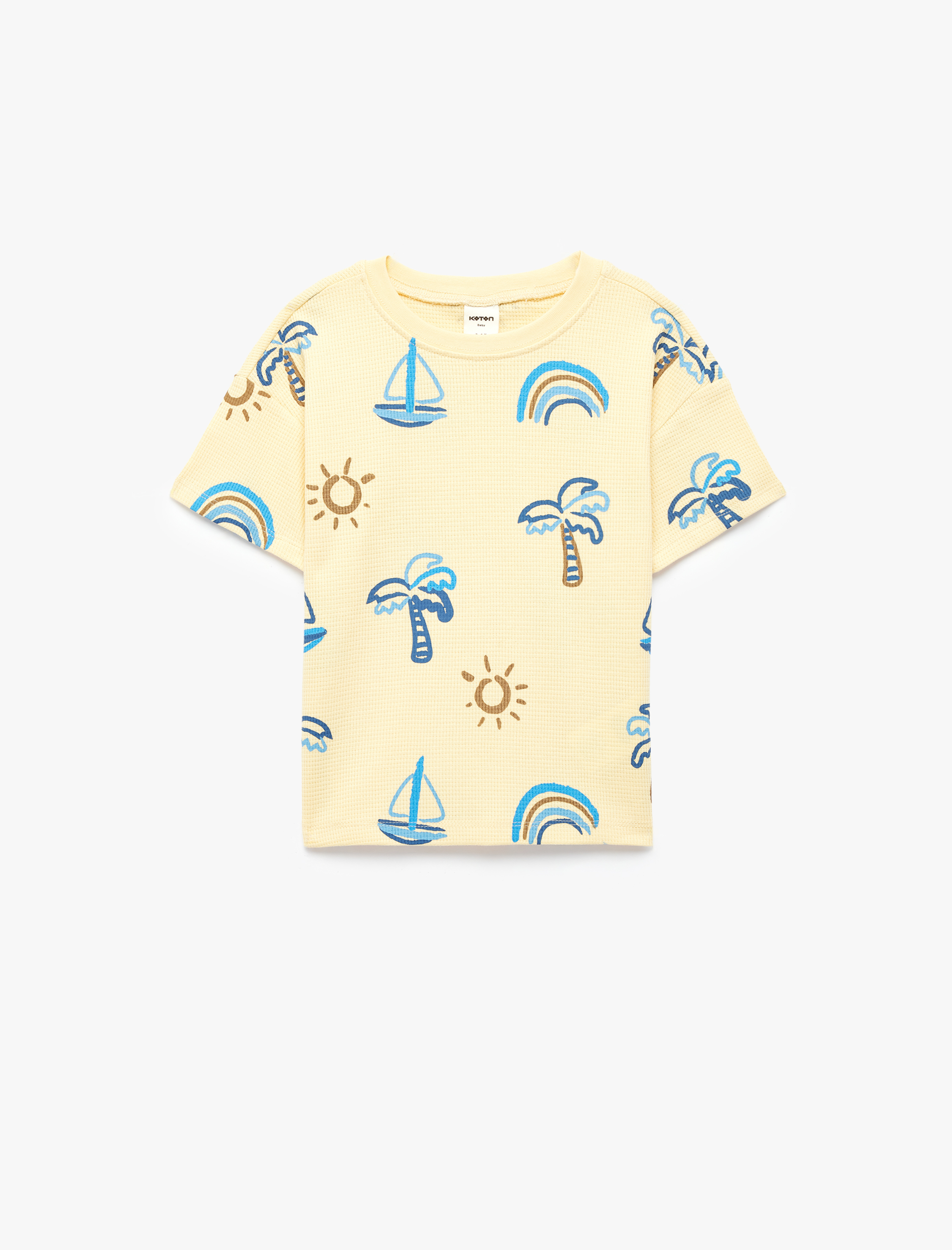  Erkek Bebek Pamuklu Kısa Kollu Bisiklet Yaka Baskılı Tişört