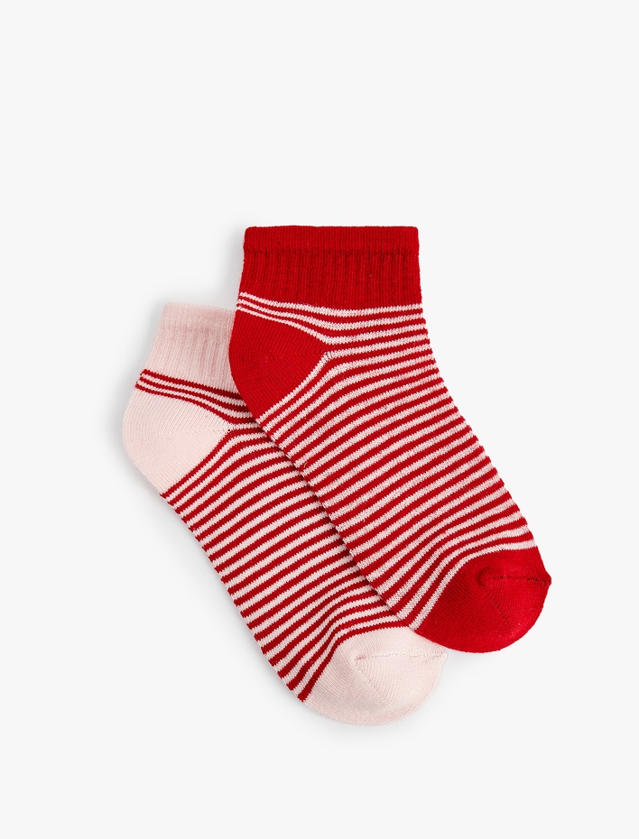 Kız Çocuk Pamuklu Çizgili 2'li Çorap Seti