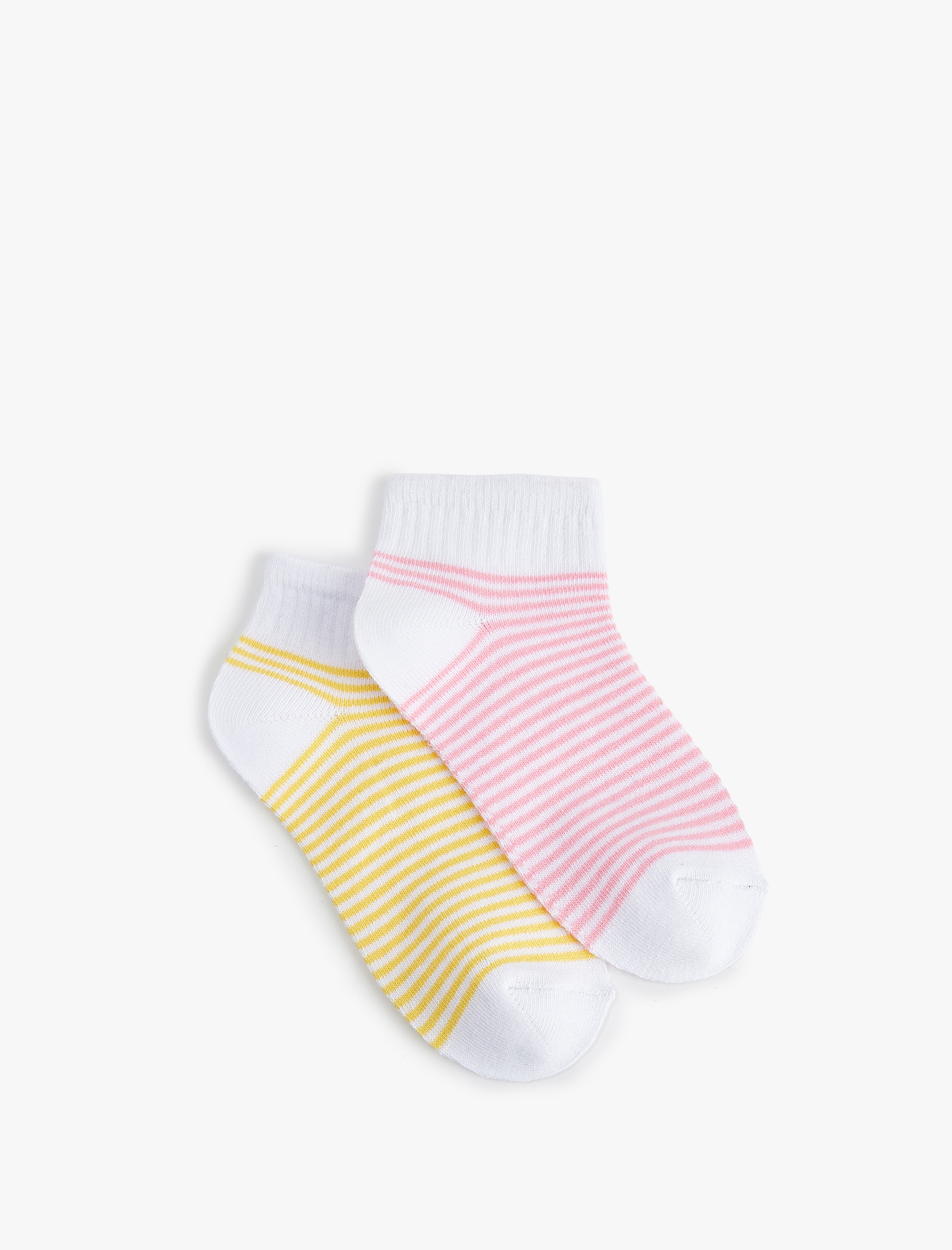  Kız Çocuk Pamuklu Çizgili 2'li Çorap Seti