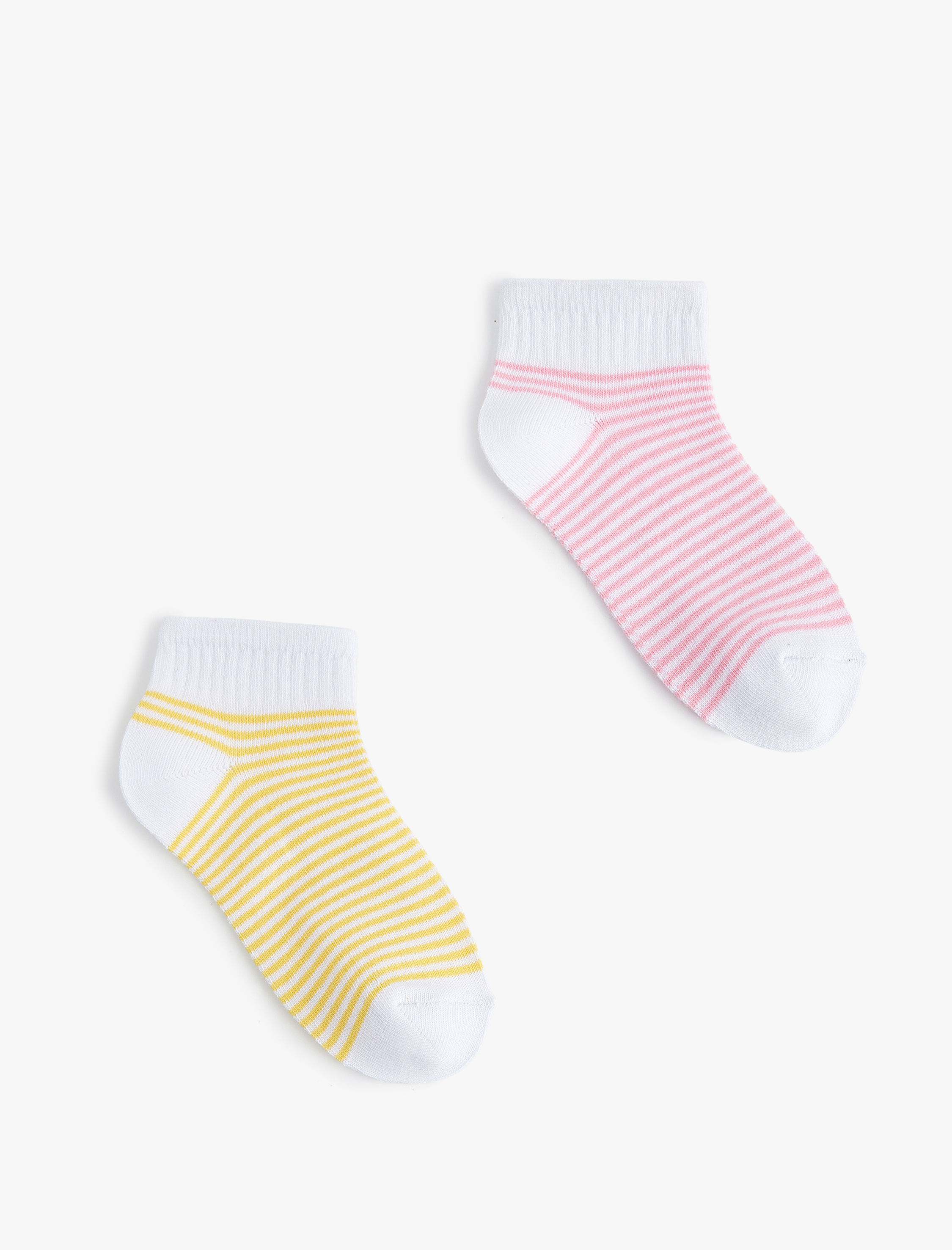  Kız Çocuk Pamuklu Çizgili 2'li Çorap Seti