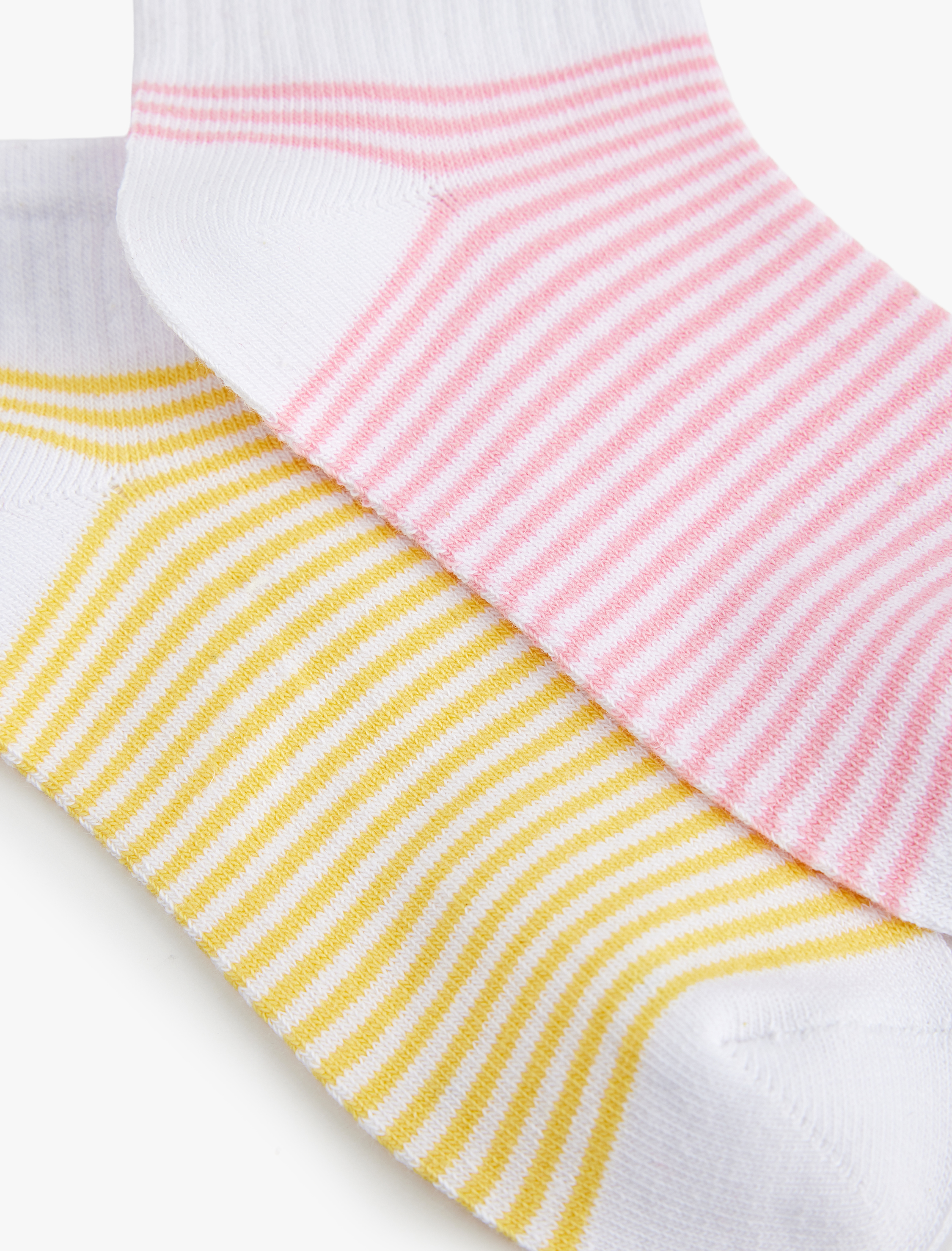  Kız Çocuk Pamuklu Çizgili 2'li Çorap Seti