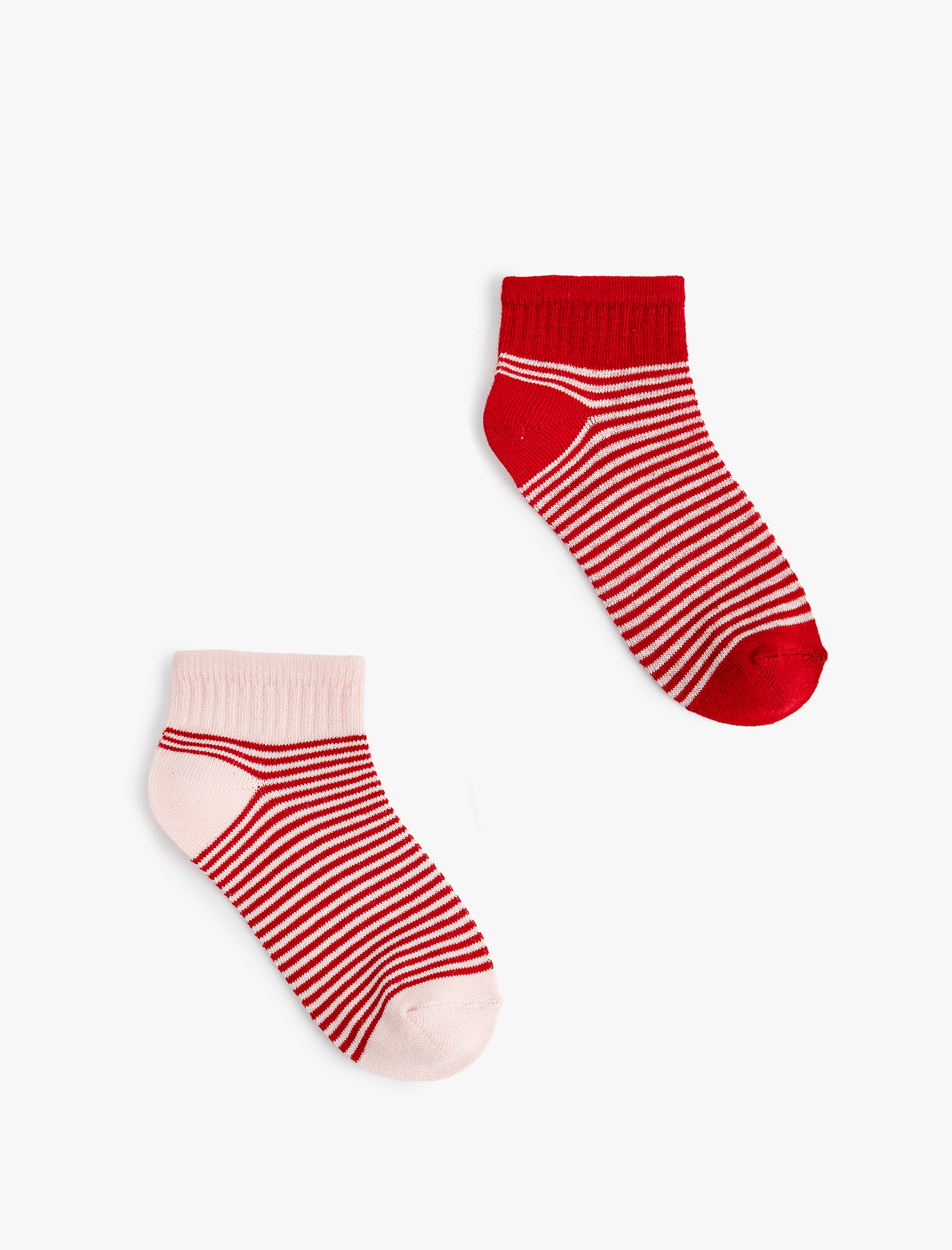  Kız Çocuk Pamuklu Çizgili 2'li Çorap Seti
