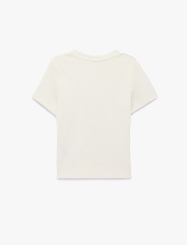  Bisiklet Yaka Kısa Kollu Pamuklu Marin Temalı Baskılı Tişört